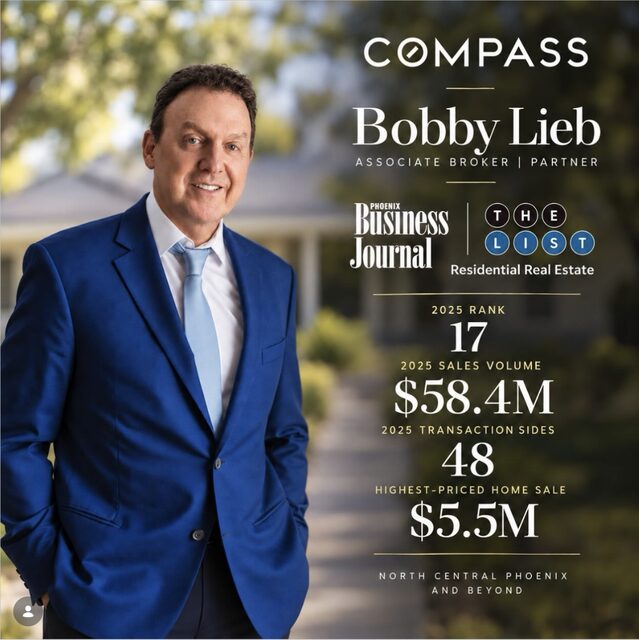Bobby Lieb ranked 17 on Phoenix Business Journal's 2025 residential real estate list